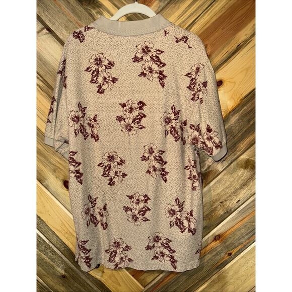 VTG Chaps Ralph Lauren Hawaiian Polo Shirt Mens Large Cotton Floral Yellow - Picture 4 of 4